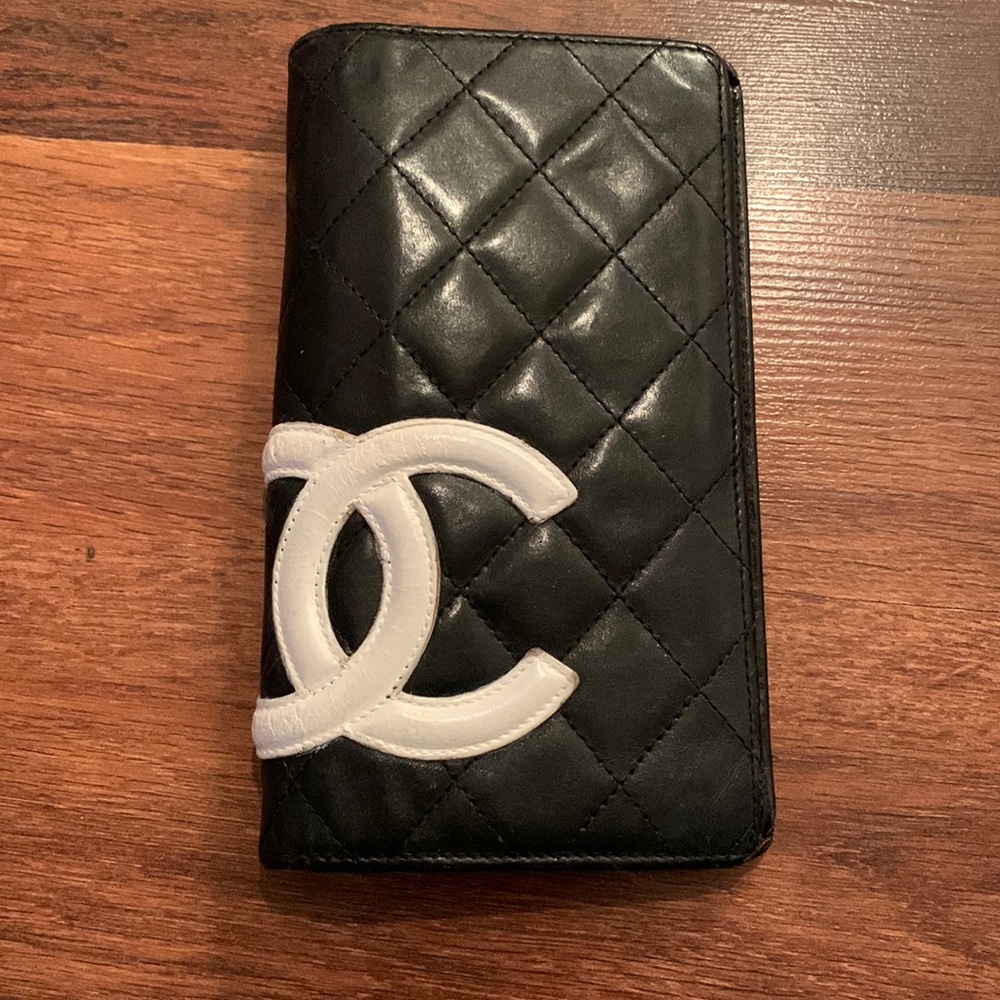 Chanel Black/White Quilted Cambon Ligne Wallet